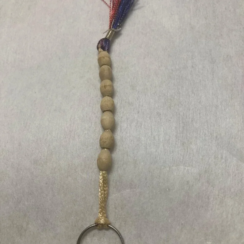 Short Wooden Beaded Keyring Handmade Tan Beaded Keychain New keyholder